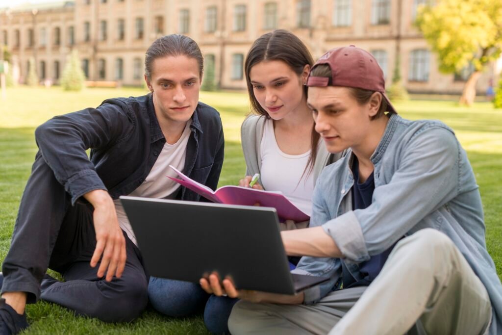 group-teenagers-discussing-university-project